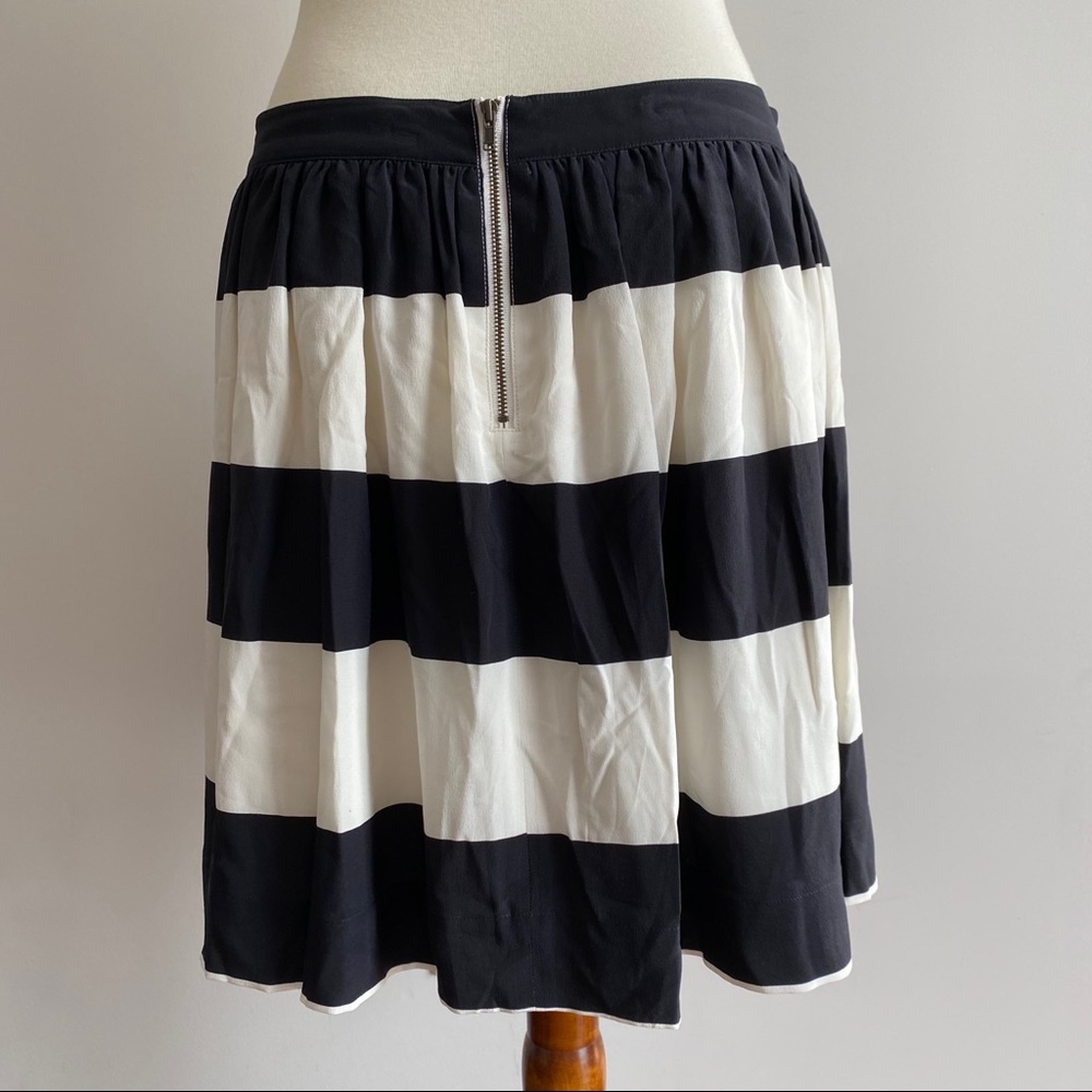 Fossil Black & Cream Stripe 100% Silk Daphne Skirt - image 3